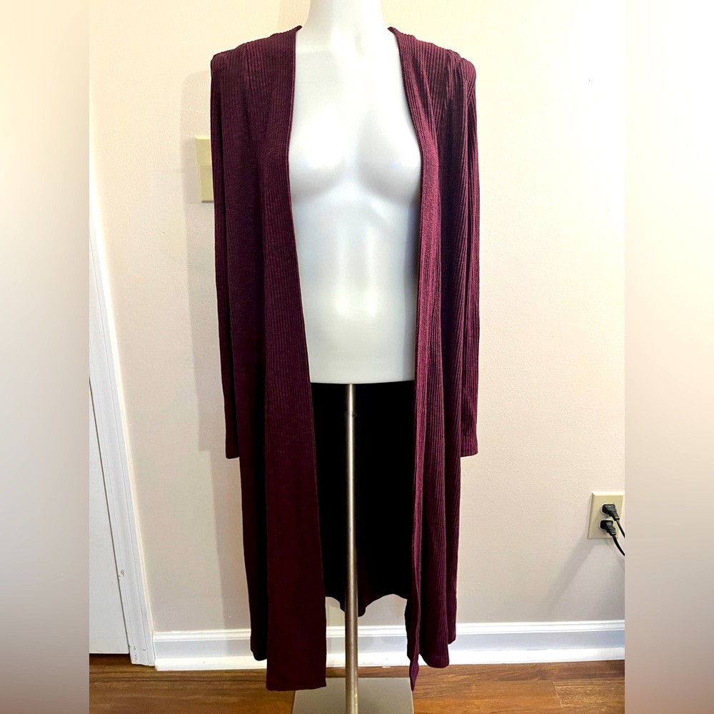 Chic AF Maroon Ribbed Duster Cardigan, Sz S